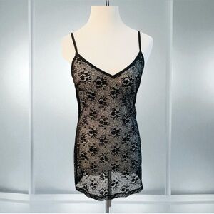 New! LA PERLA OCCHI VERDI Black Lace Chemise Slip Nightie Size 10